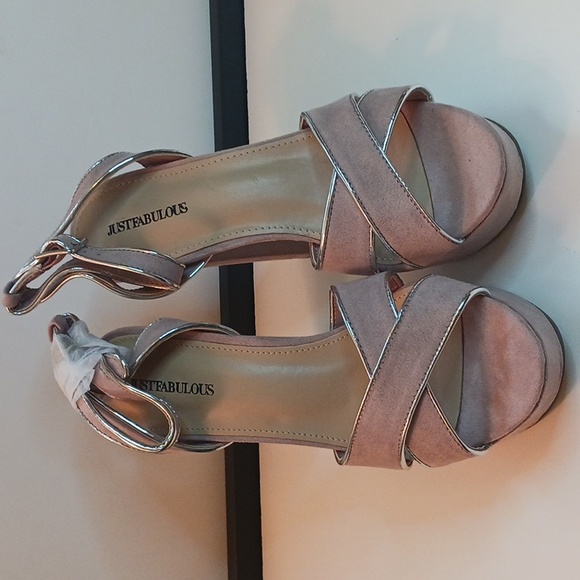 Blush Pink Maddelena Ankle Strap Block High Heels - Picture 3 of 5